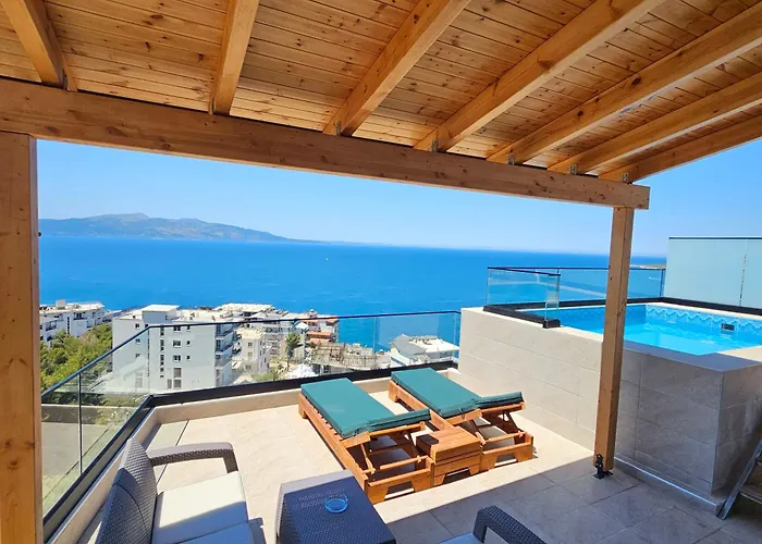 Apartment Coastal Retreat Paradise And Sunset View From The Private Pool Sarandë